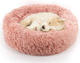 Nest 9 Donut Dog Cat Bed, Soft Plush Pet Cushion, Anti-Slip Machine Washable Self-Warming Pet Bed - Improved Sleep for Cats Small Medium Dogs (Multiple Sizes)