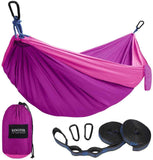 Kootek Camping Hammock Double & Single Portable Hammocks with 2 Tree Straps, Lightweight Nylon Parachute Hammocks for Backpacking, Travel, Beach, Backyard, Patio, Hiking