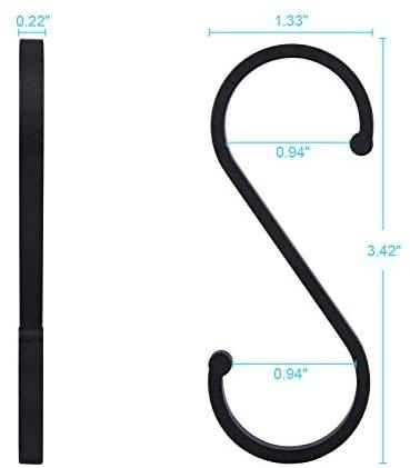ACMETOP S Hooks, 12 Pack Aluminum S Shaped Hooks, Matte Finish S Hooks for Hanging Pots and Pans, Plants, Coffee Cups, Clothes, Towels in Kitchen, Bedroom, Bathroom, Office and Garden(Matte Silver)