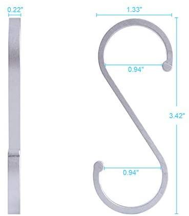 ACMETOP S Hooks, 12 Pack Aluminum S Shaped Hooks, Matte Finish S Hooks for Hanging Pots and Pans, Plants, Coffee Cups, Clothes, Towels in Kitchen, Bedroom, Bathroom, Office and Garden(Matte Silver)