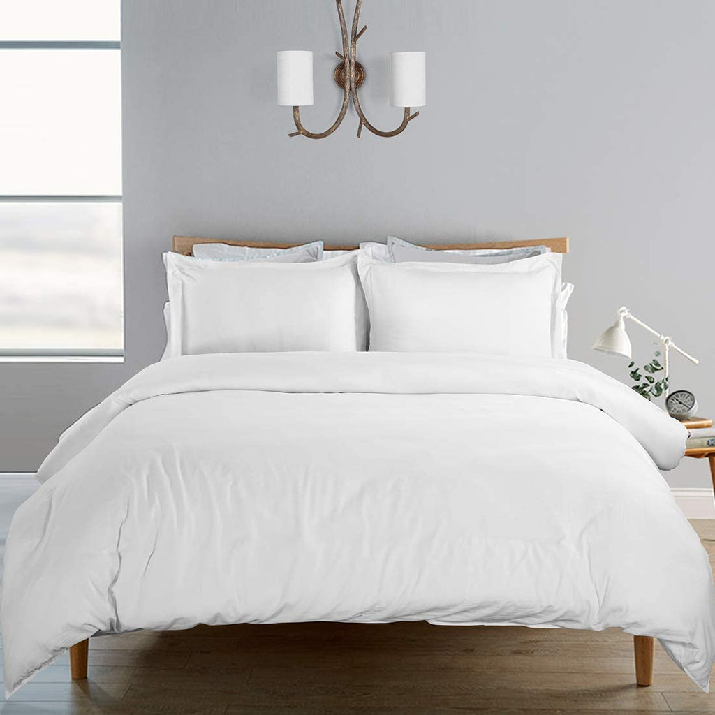 100% Washed Cotton Duvet Cover 3 Piece, Comforter Cover California King Size, Ultra Soft with Zipper Closure, Corner Ties, Simple Bedding Style, Gray White Plaid by SORMAG