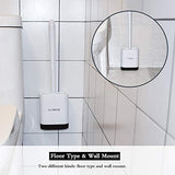 COSTOM Toilet Brush,Deep Cleaner Silicone Toilet Brushes with No-Slip Long Plastic Handle and Flexible Bristles, Silicone Toilet Brush with Quick Drying Holder Set for Bathroom Toilet
