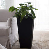 La Jolíe Muse Tall Planters 26 Inch, Flower Pot Pack 2, Patio Deck Indoor Outdoor Garden Tree Planters, Black