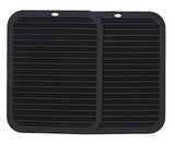 9“×12”Rectangular large silicone trivet Non slip trivet Jar opener Flexible Durable Large coaster Dishwasher Safe heat resistant mat (2 Pack black)