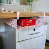 ZGXY Under Shelf Basket, White & Pink Rack, Slides Under Shelves for Storage, Easy to Install,Space on Kitchen Pantry Desk Bookshelf Cupboard-Pink