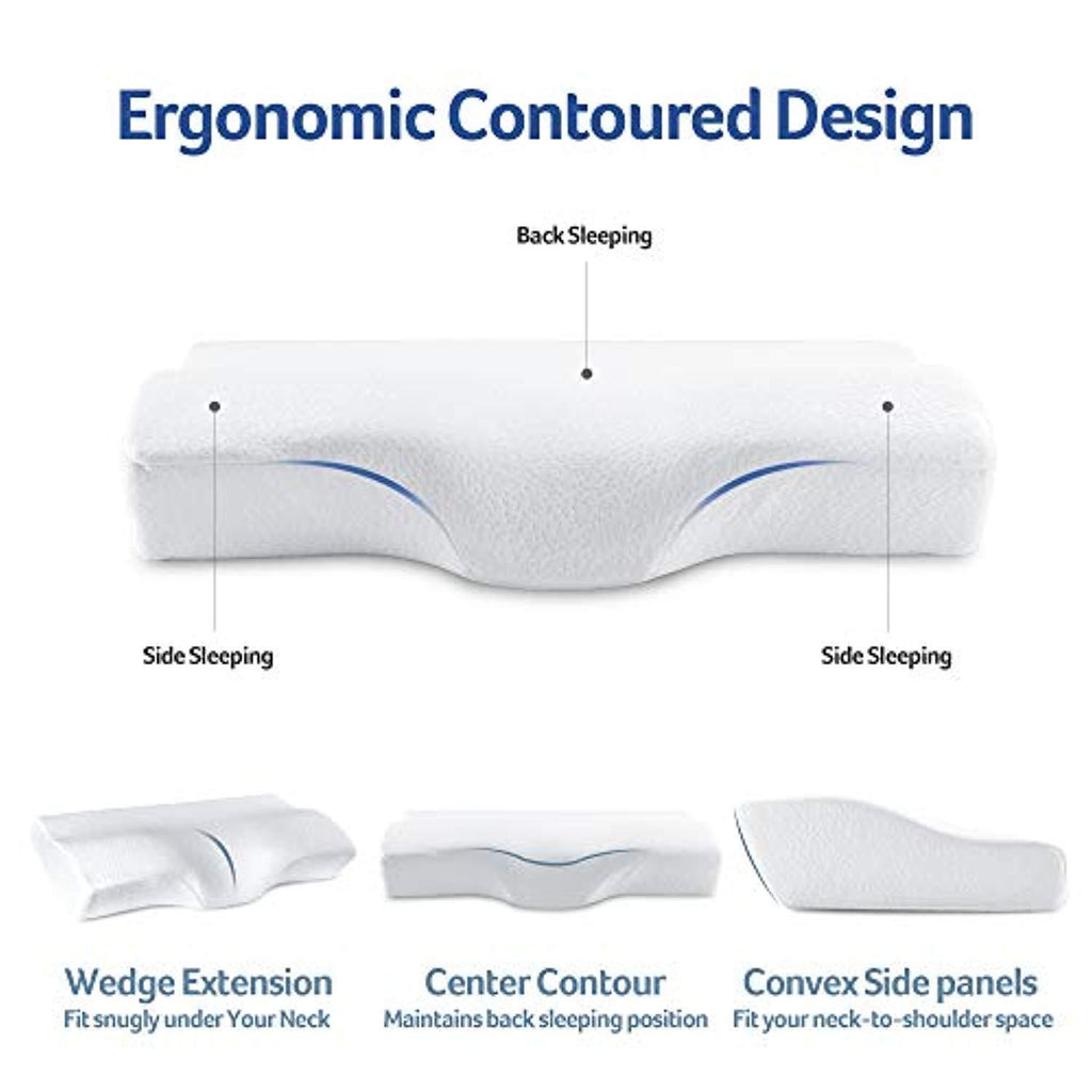 YANXUAN Contour Memory Foam Pillow for Neck Pressure Relief, Cervical Pillow Ergonomic Neck Pillow with Washable Pillowcase, 23.6" X 13.8" X 4.3"