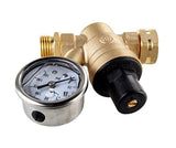 Water Pressure Regulator, Brass Lead-free Adjustable RV Water Pressure Reducer with Guage and Inlet Screened Filter, 160 PSI Gauge with oil, By Kepooman (Gauge with oil)