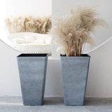 La Jolíe Muse Tall Planters 26 Inch, Flower Pot Pack 2, Patio Deck Indoor Outdoor Garden Tree Planters, Black