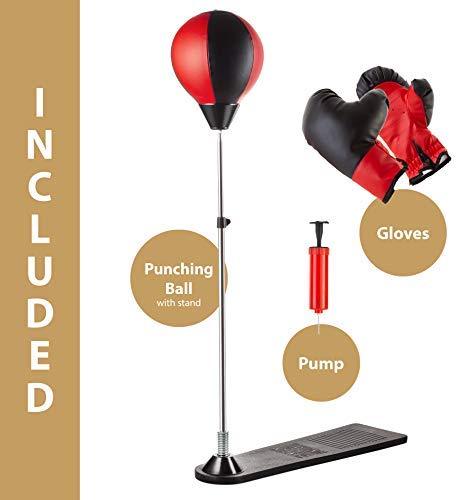 Tech Tools Punching Reflex Boxing Bag with Stand, Height Adjustable - Freestanding Punching Ball Speed Bag - Great for MMA Training, Stress Relief & Fitness
