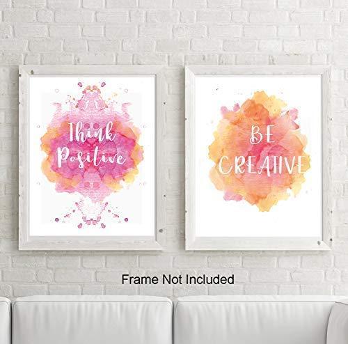Abstract Watercolor Art Print Set of 4 (8”X10”Modern Minimalist Printing, Inspirational Phrases Quote Home Wall Art, Motivational Canvas Wall Art Poster for Office Classroom, No Frame
