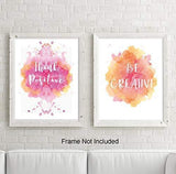 Abstract Watercolor Art Print Set of 4 (8”X10”Modern Minimalist Printing, Inspirational Phrases Quote Home Wall Art, Motivational Canvas Wall Art Poster for Office Classroom, No Frame