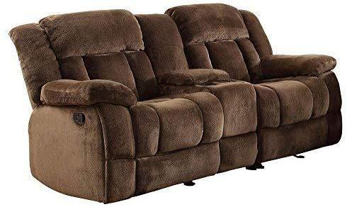 Homelegance Laurelton 90" Microfiber Double Reclining Sofa, Chocolate Brown
