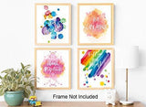 Abstract Watercolor Art Print Set of 4 (8”X10”Modern Minimalist Printing, Inspirational Phrases Quote Home Wall Art, Motivational Canvas Wall Art Poster for Office Classroom, No Frame