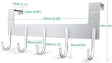 ACMETOP Over The Door Hook Hanger, Heavy-Duty Organizer for Coat, Towel, Bag, Robe - 5 Hooks, Aluminum, Brush Finish (Silver)