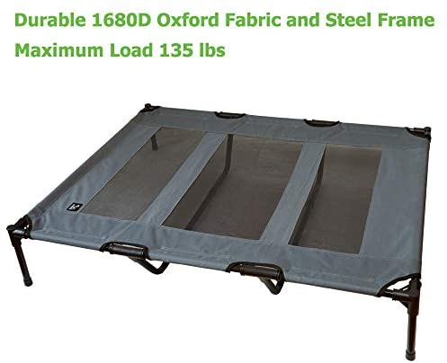Niubya 48 Inches XLarge Elevated Dog Cot with Canopy, Durable 1680D Oxford Fabric Pet Bed for Indoor and Outdoor Use