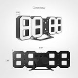 DIGOO DC-K3 3D Digital Alarm Clock, Wall Alarm clock, Led Electronic Clock With Snooze Function, 54 LED Light Beads Display,12/24 Hour Display,Adjustable Brightness,White