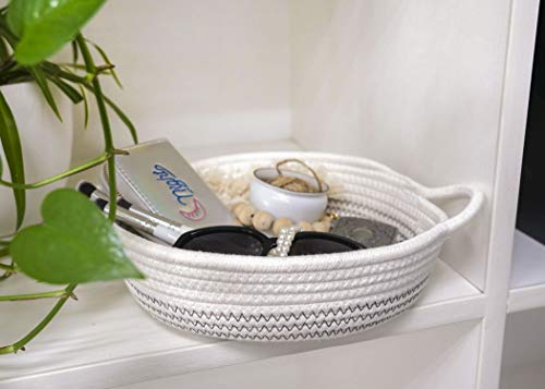 Goodpick 2pack Cotton Rope Basket - Woven Storage Basket - 9.8" x 8.7" x 2.8" Small Rope Baskets for Kids Home Decor Toy Basket Organizer - Desk Basket Containers for Jewellery, Keys - Hemp Rope Bowl