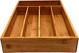 Utopia Kitchen Bamboo Silverware Organizer- 5 Compartments - Bamboo Drawer Organizer Tray - Bamboo Hardware Organizer