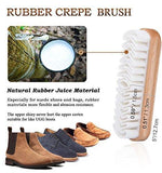 TAKAVU 6.7" Horsehair Shoe Shine Brush - 100% Soft Genuine Horse Hair Bristles - Unique Concave Design Wood Handle - Comfortable Grip, Anti Slip - for Boots, Shoes & Other Leather Care (#1)