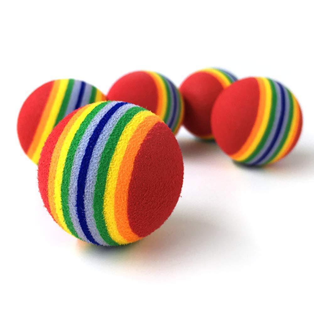 Weihuimei 1Pcs Rainbow 4.2cm Cat Toy Ball Interactive Cat Toys Play Chewing Rattle Scratch EVA Ball Training Pet Supplies