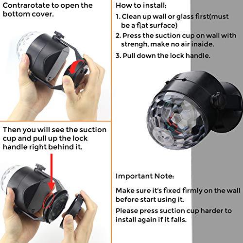 Luditek Sound Activated Party Lights with Remote Control, Battery Powered/USB Portable RBG Disco Ball Light, Dj Lighting, Strobe Lamp 7 Modes Stage Party Supplies