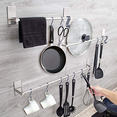 ACMETOP S Hooks, 12 Pack Aluminum S Shaped Hooks, Matte Finish S Hooks for Hanging Pots and Pans, Plants, Coffee Cups, Clothes, Towels in Kitchen, Bedroom, Bathroom, Office and Garden(Matte Silver)