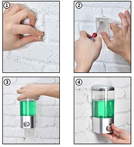 AIFUSI Soap Dispenser Wall Mount, Hand Liquid Shampoo Shower Gel Dispenser Manual Commercial Lotion Container for Bathroom Kitchen Office(15.2oz)