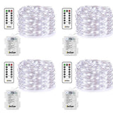 4 Pack Fairy Lights Fairy String Lights Battery Operated Waterproof 8 Modes Remote Control 50 Led String Lights 16.4ft Silver Wire Firefly lights for Bedroom Wedding Festival Decor (Cool White) ¡