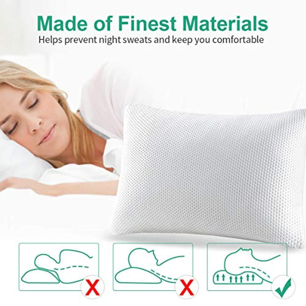 YOUMAKO Standard Size Shredded Memory Foam Pillow with Cooling Zippered Washable Bamboo Cover,Hypoallergenic Sleeping Bed Pillow for Home and Luxury Hotel