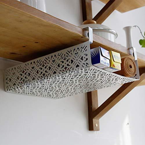 ZGXY Under Shelf Basket, White & Pink Rack, Slides Under Shelves for Storage, Easy to Install,Space on Kitchen Pantry Desk Bookshelf Cupboard-Pink