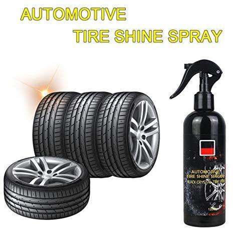 Automotive Tire Shine Spray,Lustrous, Long Lasting Shine, Best Tire Dressing Car Care Protectant Kit for Car Tires After Car Wash, Car Detailing Kit for Wheels and Tires (Black, 4 oz(120ml))