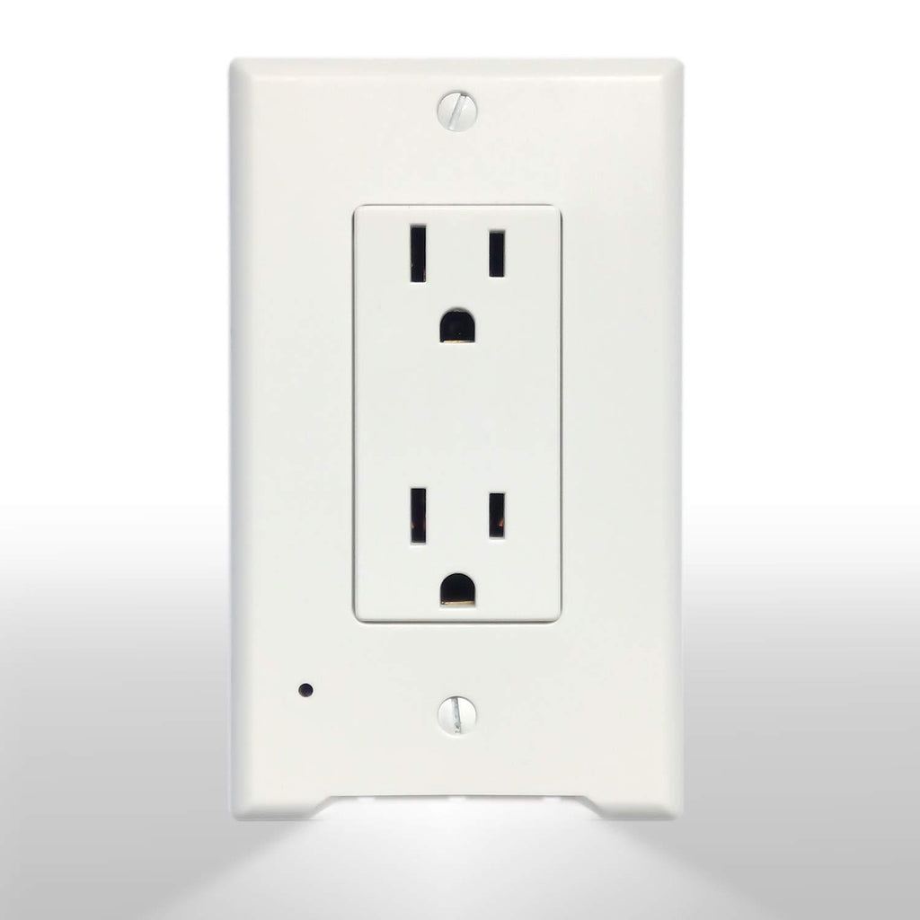 4Pack LED Night Light Outlet Cover Plate-No Wires Or Batteries,Light Sensor Auto-On LED Guidelight,Install In a Snap,Outlet Wall Plate With 0.3W High Brightness Night Light (White,Duplex)
