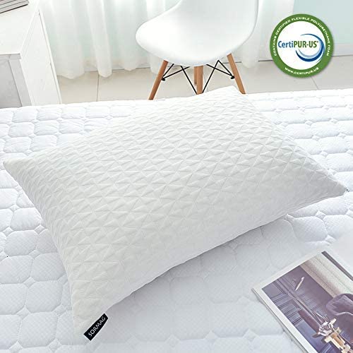 Adjustable Shredded Memory Foam Pillows for Sleeping (2 Pack), Bamboo Cooling Bed Pillows Neck Support for Back, Stomach, Side Sleepers-Queen Size by SORMAG