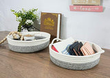 Goodpick 2pack Cotton Rope Basket - Woven Storage Basket - 9.8" x 8.7" x 2.8" Small Rope Baskets for Kids Home Decor Toy Basket Organizer - Desk Basket Containers for Jewellery, Keys - Hemp Rope Bowl