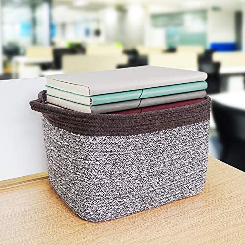 Goodpick Cube Storage Bins - Shelf Baskets for Storage Towel Book Cloth Storage Bins for Office Woven Basket for Shelves Baby Laundry Basket Toys Storage Basket Closet Storage Basket, 13''x9.8''x 9''