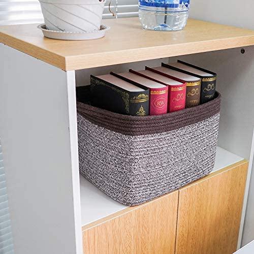 Goodpick Cube Storage Bins - Shelf Baskets for Storage Towel Book Cloth Storage Bins for Office Woven Basket for Shelves Baby Laundry Basket Toys Storage Basket Closet Storage Basket, 13''x9.8''x 9''