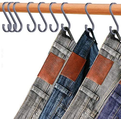 ACMETOP S Hooks, 12 Pack Aluminum S Shaped Hooks, Matte Finish S Hooks for Hanging Pots and Pans, Plants, Coffee Cups, Clothes, Towels in Kitchen, Bedroom, Bathroom, Office and Garden(Matte Silver)