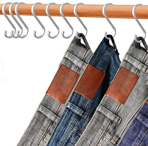 ACMETOP S Hooks, 12 Pack Aluminum S Shaped Hooks, Matte Finish S Hooks for Hanging Pots and Pans, Plants, Coffee Cups, Clothes, Towels in Kitchen, Bedroom, Bathroom, Office and Garden(Matte Silver)