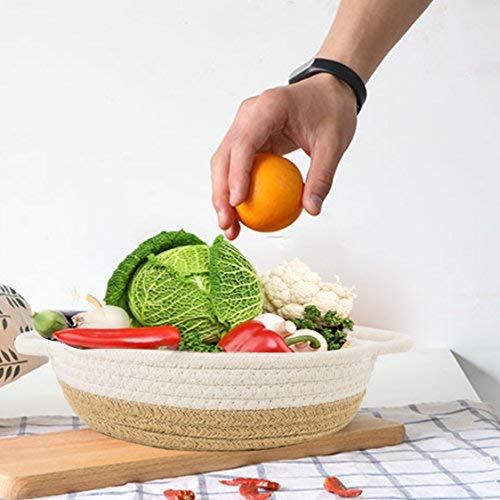 Goodpick 2pack Cotton Rope Basket - Woven Storage Basket - 9.8" x 8.7" x 2.8" Small Rope Baskets for Kids Home Decor Toy Basket Organizer - Desk Basket Containers for Jewellery, Keys - Hemp Rope Bowl