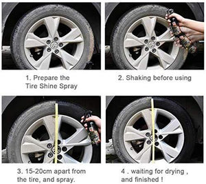 Automotive Tire Shine Spray,Lustrous, Long Lasting Shine, Best Tire Dressing Car Care Protectant Kit for Car Tires After Car Wash, Car Detailing Kit for Wheels and Tires (Black, 4 oz(120ml))