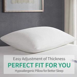 YOUMAKO Standard Size Shredded Memory Foam Pillow with Cooling Zippered Washable Bamboo Cover,Hypoallergenic Sleeping Bed Pillow for Home and Luxury Hotel