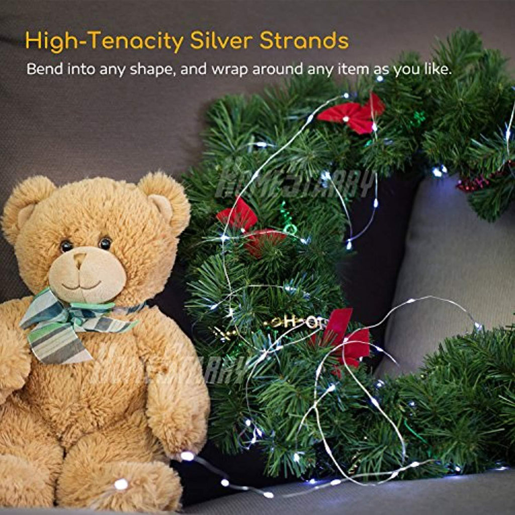 4 Pack Fairy Lights Fairy String Lights Battery Operated Waterproof 8 Modes Remote Control 50 Led String Lights 16.4ft Silver Wire Firefly lights for Bedroom Wedding Festival Decor (Cool White) ¡