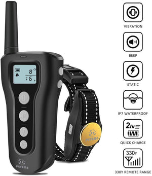 Peteme Dog Training Collar Rechargeable with Beep/Vibra/Electric Shock ,100% Waterproof Training Collar, Up to 1200Ft Remote Shock Electric Collar
