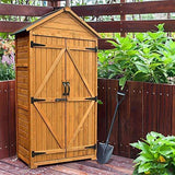 MCombo Outdoor Storage Cabinet Tool Sheds Backyard Garden Storage Shed Utility Wooden Organizer with Lockable Double Doors 1000 (Grey)
