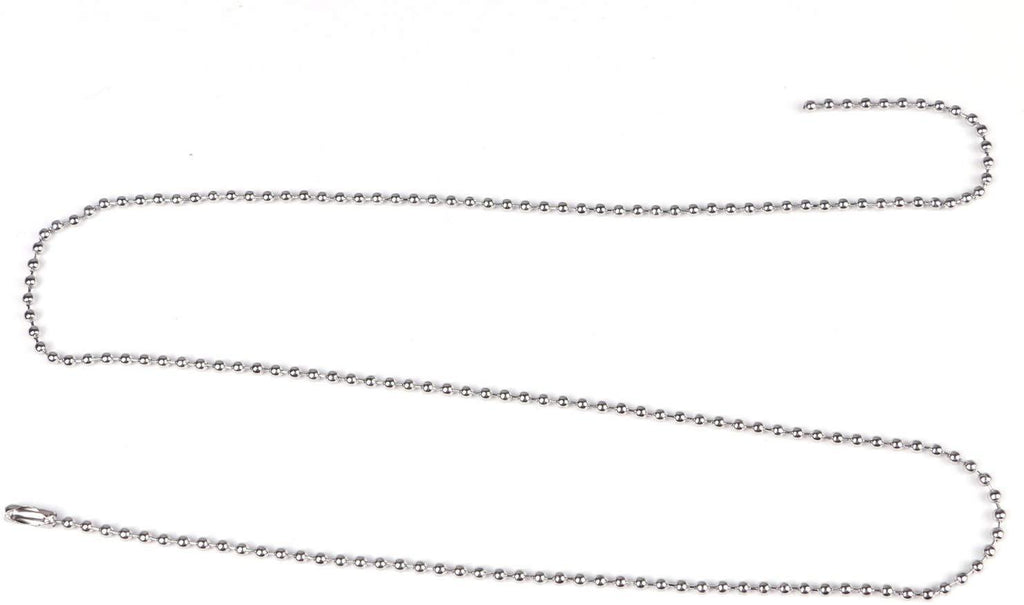 50pcs Nickel Plated Ball Chain Necklace, KinHom 24 Inches Long 2.4mm Bead Size # 3 Adjustable Antiqued Metal Bead Steel Chain Matching Connectors Jewelry Findings