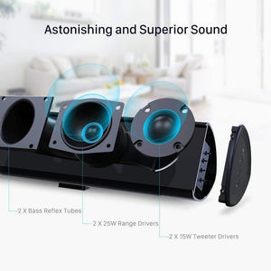 80Watt 34Inch Sound bar, BYL Soundbar Bluetooth 5.0 Wireless and Wired Home Theater Speaker (DSP, Bass Adjustable, Optical Cable Included, Worry-Free 90-Day Trial, 2019 Upgraded)
