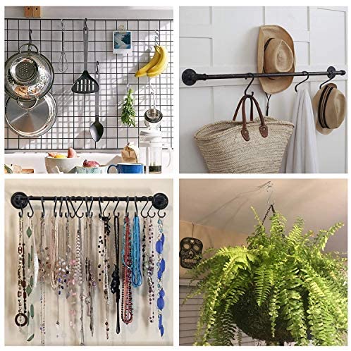 ACMETOP S Hooks, 12 Pack Aluminum S Shaped Hooks, Matte Finish S Hooks for Hanging Pots and Pans, Plants, Coffee Cups, Clothes, Towels in Kitchen, Bedroom, Bathroom, Office and Garden(Matte Silver)