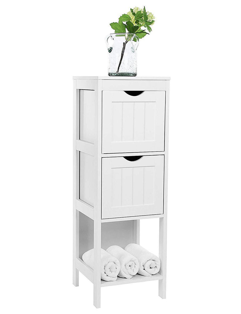 VASAGLE UBBC42WT Floor Cabinet Multifunctional Bathroom Storage Organizer Rack Stand, 2 Drawers, White
