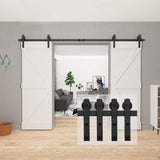 HomLux 8ft Heavy Duty Sturdy Sliding Barn Door Hardware Kit, Double Door-Smoothly and Quietly, Easy to Install and Reusable - Fit 1 3/8-1 3/4