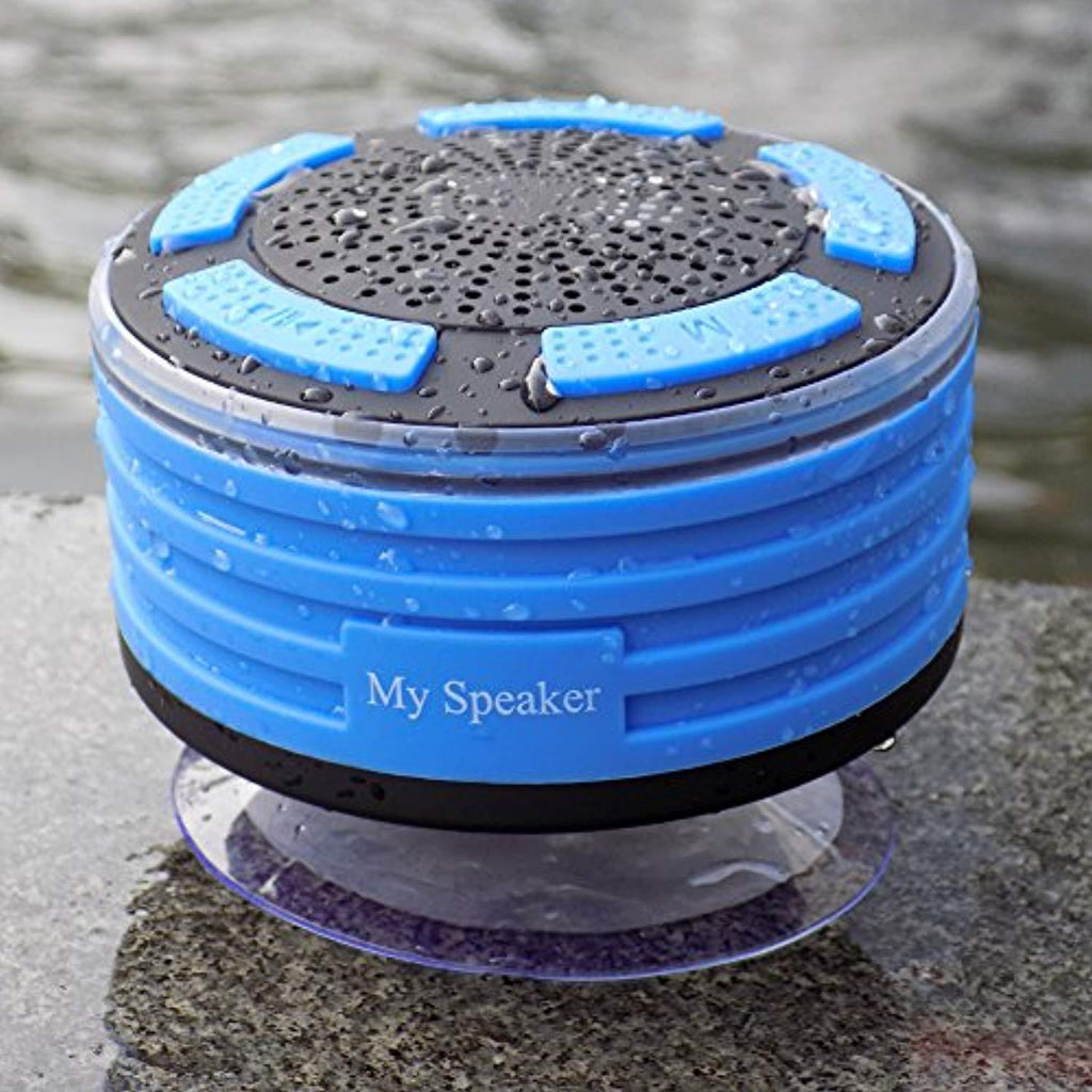 Portable Shower Radio, IP67 Waterproof Wireless Bluetooth Shower Speaker 4.0 for Pool with HD Sound & Bass, Built-in Mic, FM Radio and Colored LED Lights
